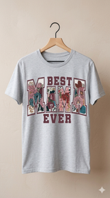 T-shirt "BEST MAMA EVER" Floral – Cadeau Fête des Mères 🌸👑