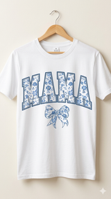 T-shirt "MAMA" Floral Bleu – Fête des Mères · Cadeau Maman Tendance 💙🎀
