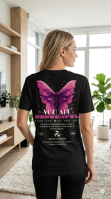 T-shirt Noir "You Are Wonderful" – Papillon Rose Streetwear Inspirant 🦋✨